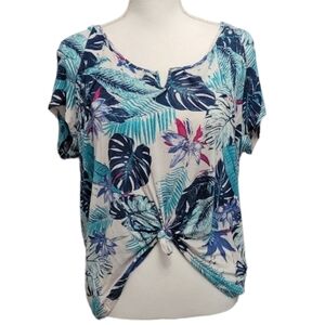 Vintage Y2K | MUDD | Palm Print Top with Front Tie |  Size: L